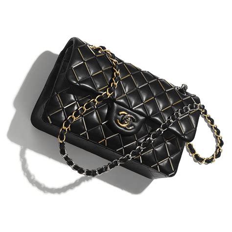 chanel cf mini 上身|Mini classic handbag, Lambskin & gold.